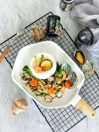 鲍鱼螺肉海鲜饭的做法步骤：17