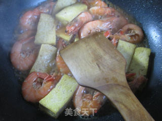 老豆腐烧鲜虾的做法步骤：10