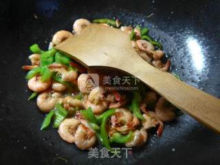 尖椒炒海虾的做法步骤：8