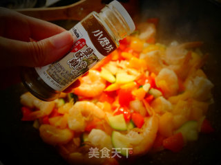五彩椒盐虾（免炸版本）的做法步骤：6