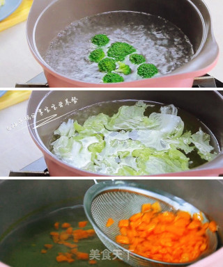 杂蔬鳕鱼猫饭团—宝宝从此爱上吃蔬菜的做法步骤：3