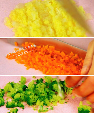 杂蔬鳕鱼猫饭团—宝宝从此爱上吃蔬菜的做法步骤：4