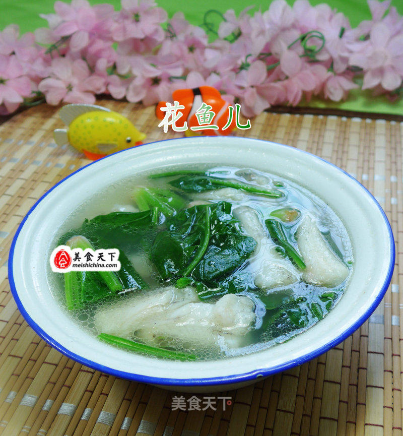 菠菜虾潺汤的做法