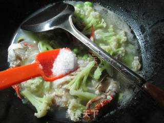 毛豆螃蟹花菜羹 的做法步骤：7