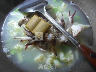 毛豆花菜螃蟹汤的做法步骤：6