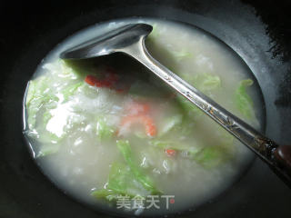 虾肉圆白菜泡饭的做法步骤：6