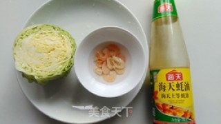 蚝油卷心菜炒虾米的做法步骤：1