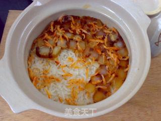 【长帝3.5版电烤箱试用报告】腊肉虾米煲仔饭的做法步骤：7