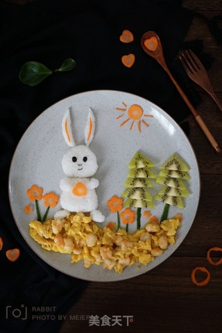 小兔子咖喱虾仁鸡蛋饭的做法步骤：14