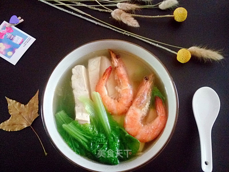 鲜虾翡翠白玉汤的做法
