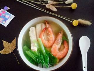 鲜虾翡翠白玉汤的做法步骤：8