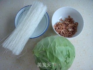 椰菜虾米炒粉丝的做法步骤：1