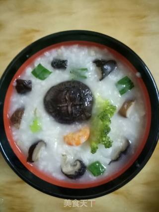 虾米沙虫香菇西蓝花粥的做法步骤：9