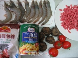 团团圆圆--黄金虾配茄汁肉丸（金凤戏龙珠）的做法步骤：1