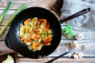 中式炒菜→铁锅鲜虾白菜的做法步骤：14
