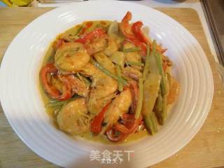 泰式咖喱虾的做法步骤：5
