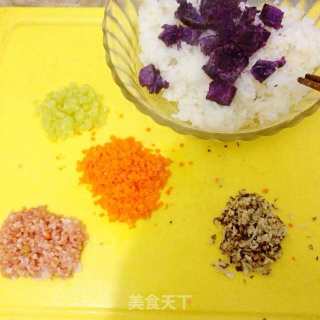 虾仁紫薯饭团的做法步骤：1