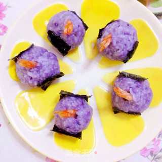 虾仁紫薯饭团的做法步骤：7