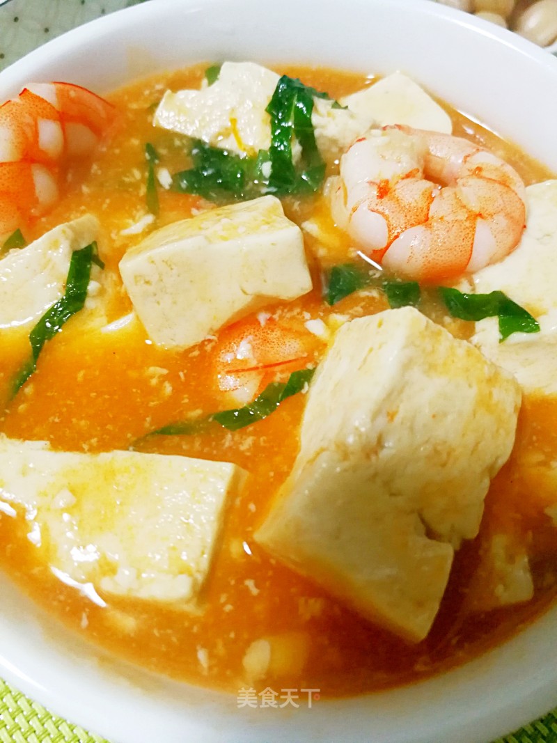 虾仁烩豆腐的做法
