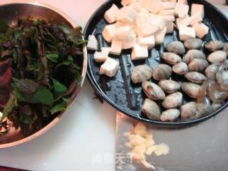 花蛤紫苏豆腐汤的做法步骤：1