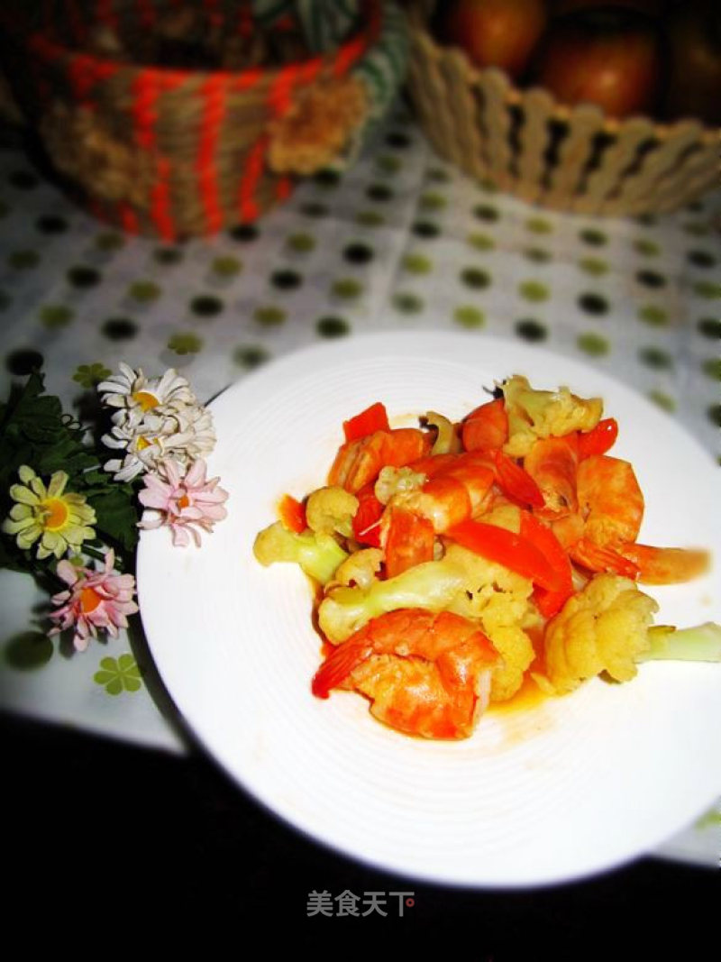 花菜炒海虾的做法