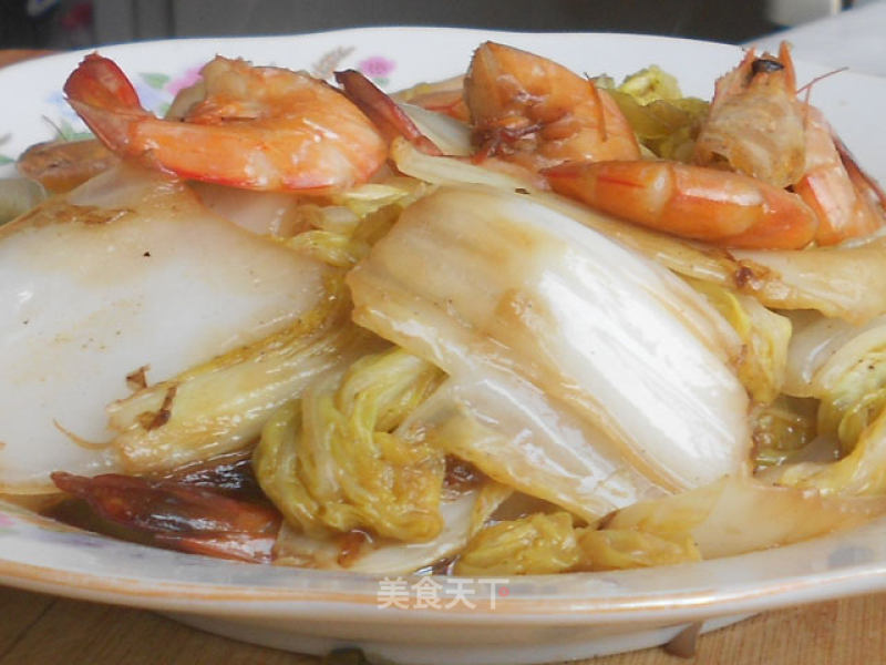 虾炒白菜的做法