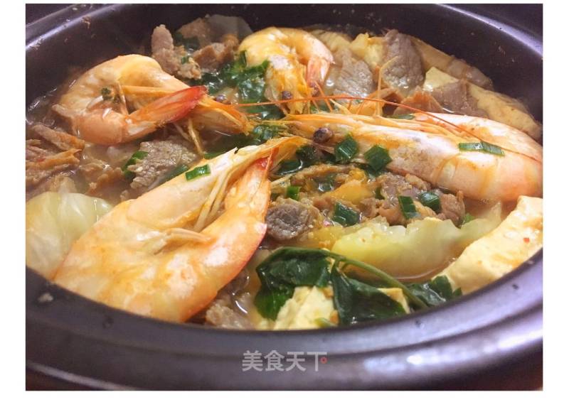 韩式牛肉大虾大酱锅的做法