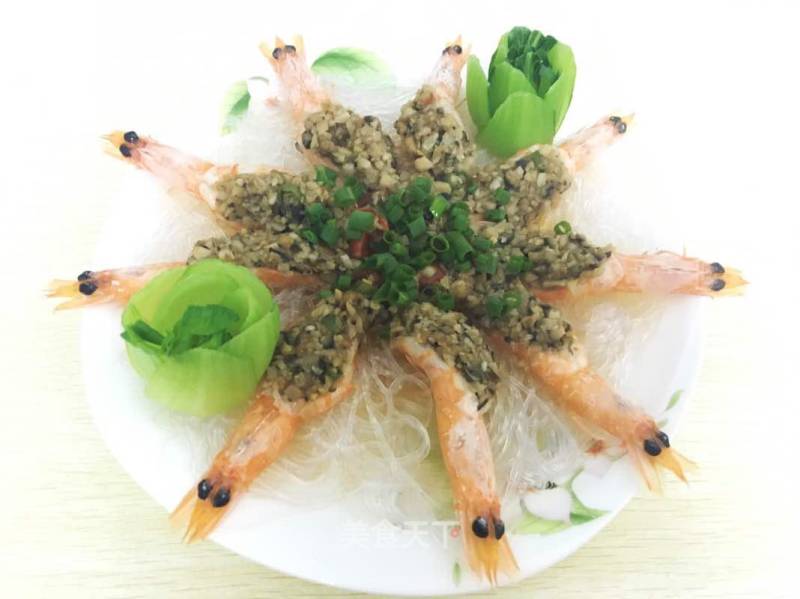 菌菇蒜蓉粉丝蒸虾的做法