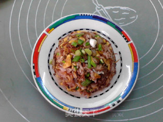 海参虾皮蛋炒红米饭的做法步骤：14