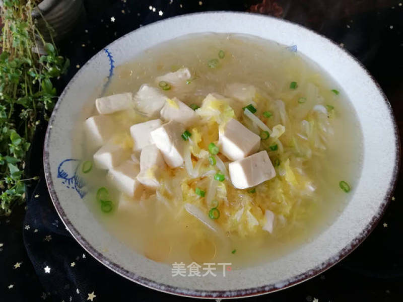白菜心豆腐粉丝汤的做法