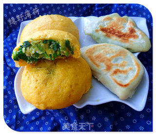 【天津】两吃韭菜素馅——玉米面菜团子+素合子的做法步骤：13