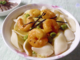 咖喱虾仁意面+香煎杏鲍菇的做法步骤：12