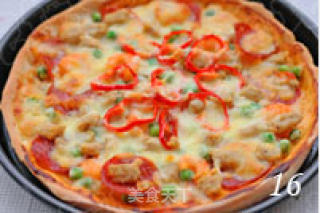 色彩与味觉的盛宴 海陆鲜汇披萨的做法步骤：16
