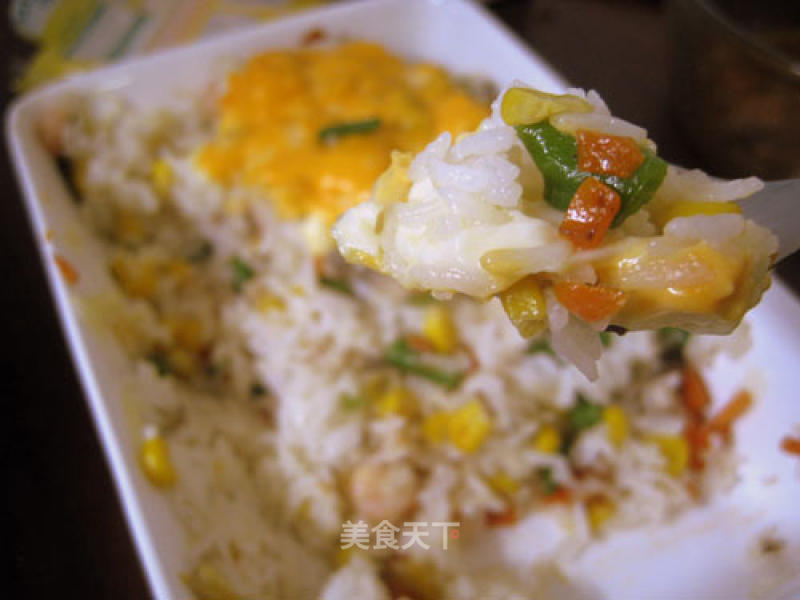 阳光晚餐——五彩虾仁焗饭的做法