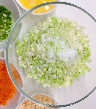 圆白菜素煎饺的做法步骤：7