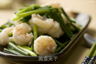 清爽鲜美易消化的超级好菜—韭菜苔炒虾仁的做法步骤：13