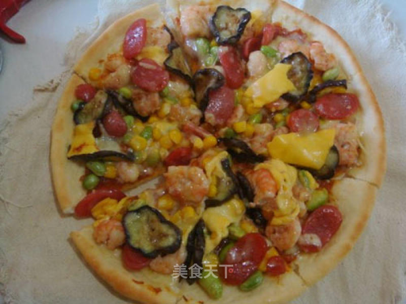茄子虾仁披萨的做法