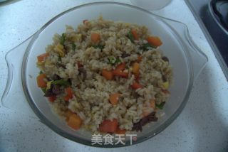 牛肉鲜虾五彩焗饭的做法步骤：7
