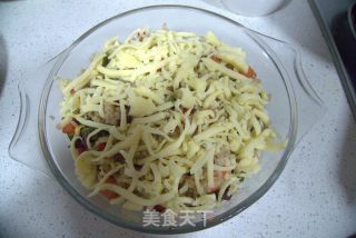 牛肉鲜虾五彩焗饭的做法步骤：8