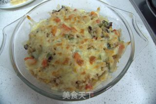 牛肉鲜虾五彩焗饭的做法步骤：9