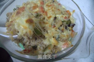 牛肉鲜虾五彩焗饭的做法步骤：10