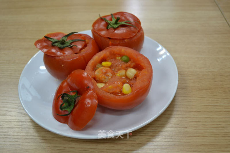 电锅菜——番茄虾仁腰果盅的做法