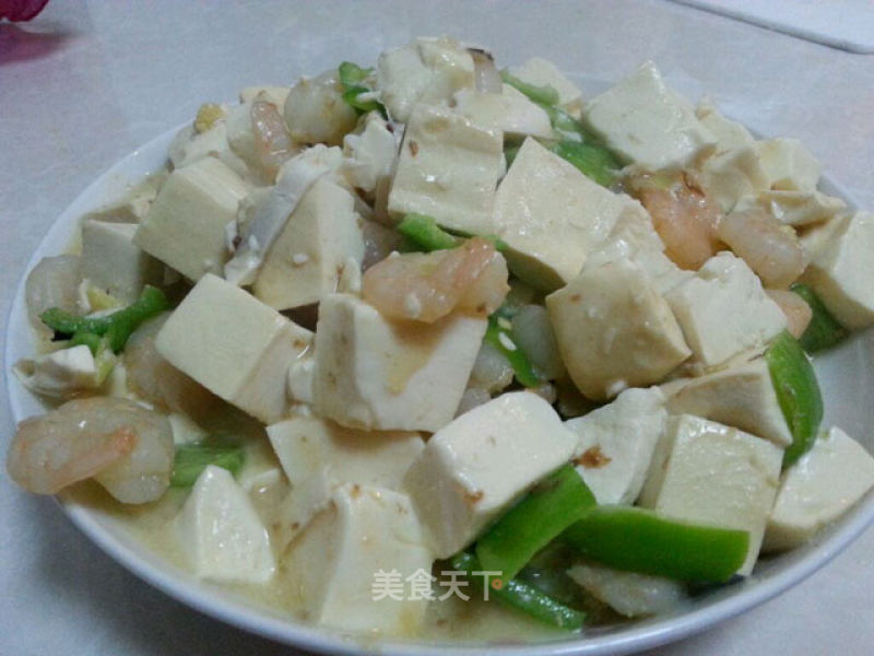 鲜虾蛋黄烧豆腐的做法