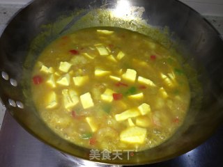 咖喱虾仁豆腐的做法步骤：4