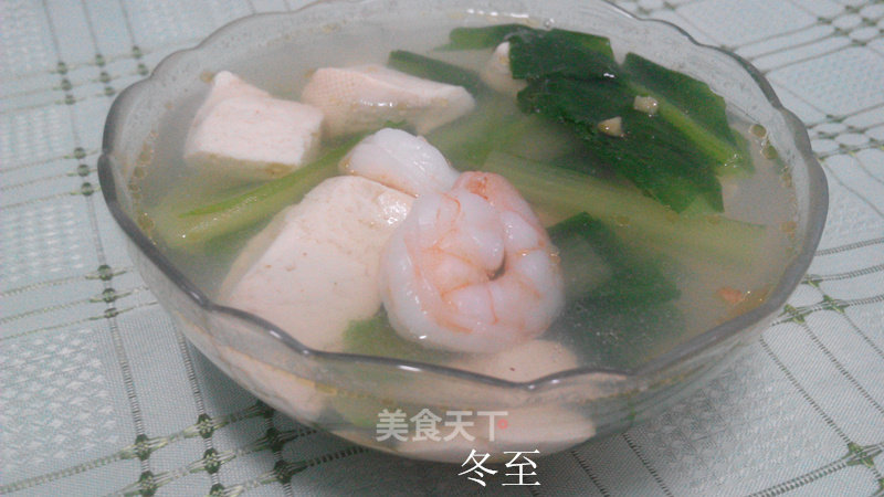 小白菜 虾仁 豆腐汤的做法
