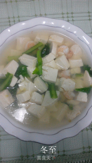 小白菜 虾仁 豆腐汤的做法步骤：5