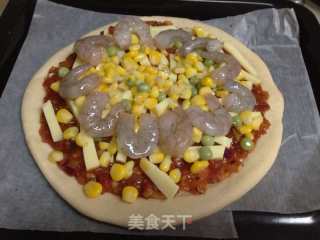 虾仁玉米青豆菠萝披萨的做法步骤：5