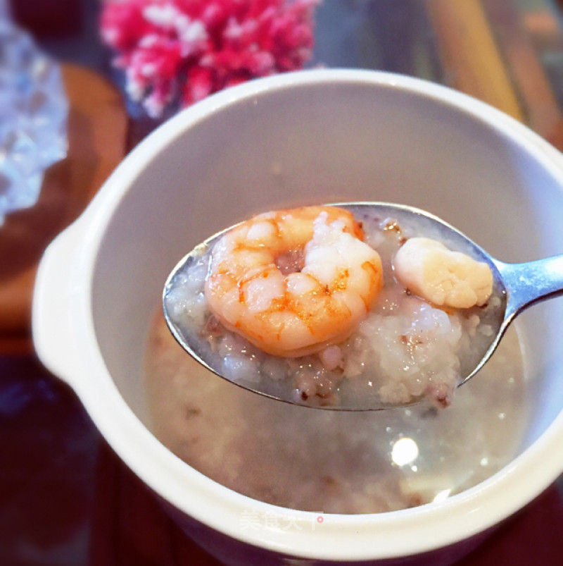 干贝虾仁糙米粥的做法