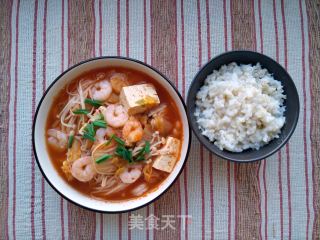 韩式虾仁泡菜汤的做法步骤：12
