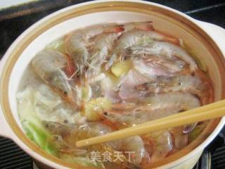 粉丝白菜大虾煲的做法步骤：7